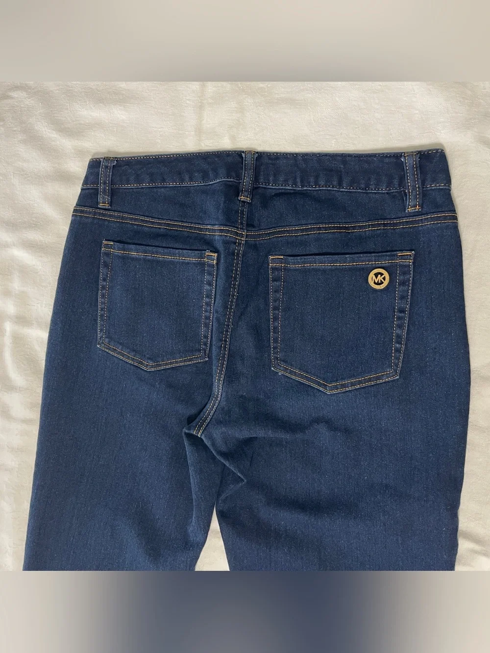 Michael Kors Boot Cut Blue Jeans Size 4 Denim 5 Pocket Mid Rise Logo Stretch